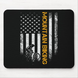 Vintage Usa Mountain Biking American Flag Bike Pat Mouse Pad