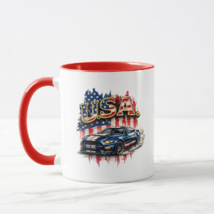 Vintage USA Muscle Car Graphic Combo Mug   Patriot