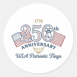 Vintage USA Patriotic Flags & Liberty Bell Vinyl S Classic Round Sticker
