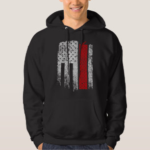 Vintage USA Red White Bricklayer American Flag Hoodie