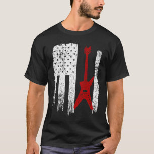 Vintage USA Red White Electric Guitar Red Flag Wh T-Shirt