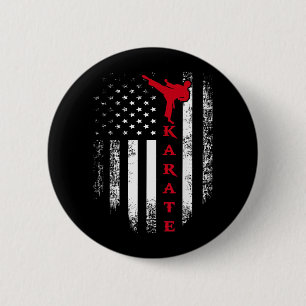 Vintage USA Red White Karate American Flag 6 Cm Round Badge