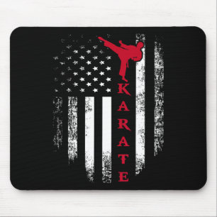Vintage Usa Red White Karate American Flag Cool Mouse Pad