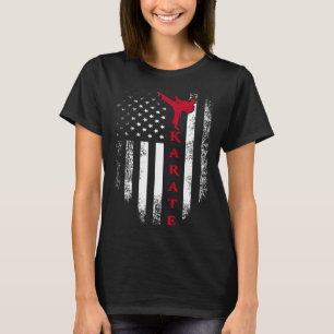 Vintage Usa Red White Karate American Flag Cool T-Shirt