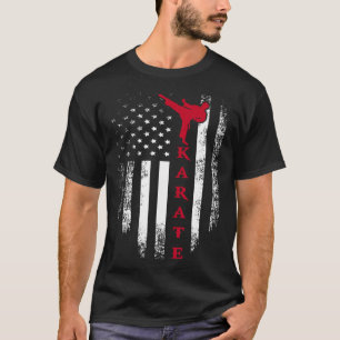 Vintage Usa Red White Karate American Flag Cool  T-Shirt