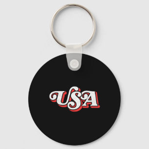 Vintage Usa Retro Typography Patriotic 4th Of July Key Ring