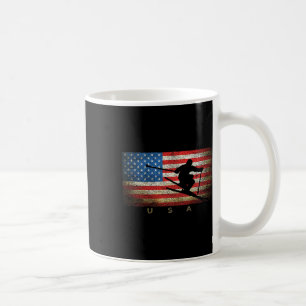 Vintage Usa Skiing American Flag Clic Women Girls Coffee Mug