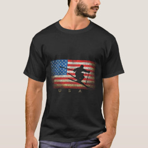 Vintage Usa Skiing American Flag Clic Women Girls T-Shirt
