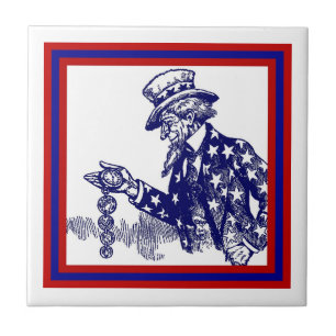 Vintage USA Uncle Sam Time Watch Military Tile