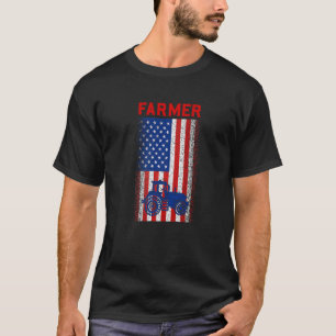 Vintage USA US Flag Patriotic Farmer Farming Farm T-Shirt