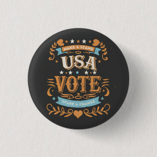 Vintage USA Vote Design 3 Cm Round Badge