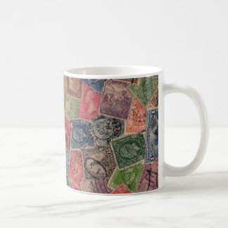 Vintage Used Postage Stamp Collage Coffee Mug