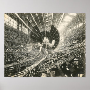Vintage USS Shenandoah Airship Construction Poster