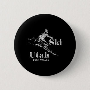 Vintage Utah Deer Valley Skiing Tee 6 Cm Round Badge