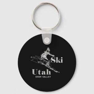 Vintage Utah Deer Valley Skiing Tee Key Ring