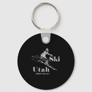 Vintage Utah Deer Valley Skiing Tee Key Ring