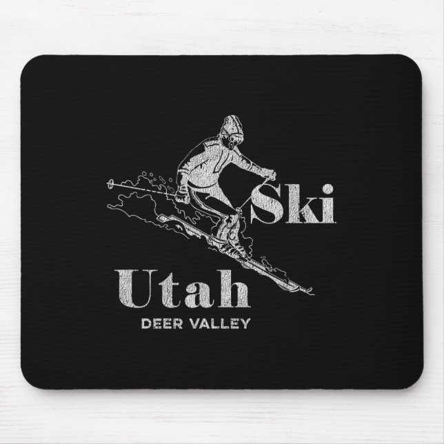Vintage Utah Deer Valley Skiing Tee  Mouse Pad (Front)