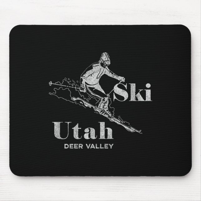 Vintage Utah Deer Valley Skiing Tee  Mouse Pad (Front)