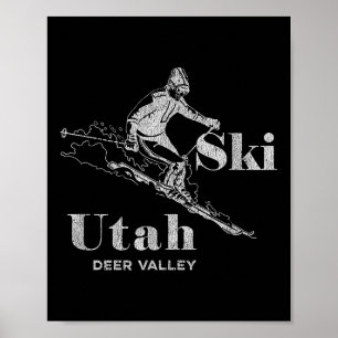Vintage Utah Deer Valley Skiing Tee  Poster