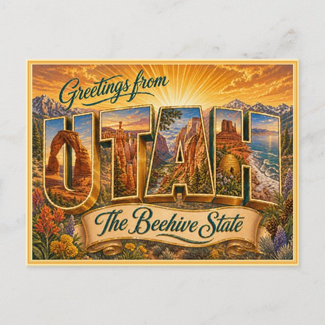 Vintage Utah Greeting From Postcard (Front)