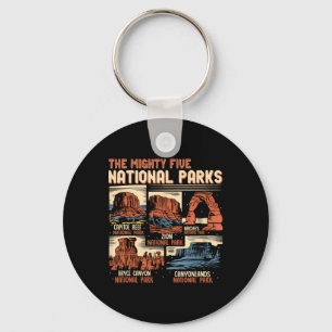 Vintage Utah Mighty Five 5 National Parks Hiking C Key Ring