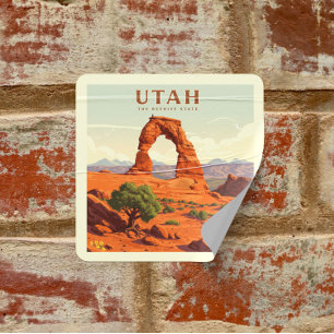 Vintage Utah Square Sticker