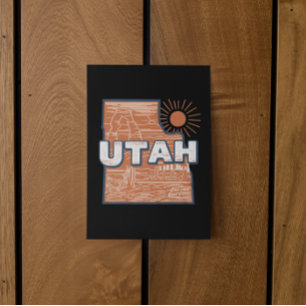 Vintage Utah State Map Retro USA Travel Map Postcard