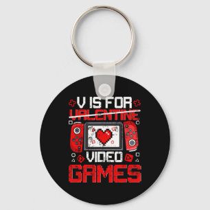 Vintage V Is For Video Games Valentine Gamer Valen Key Ring