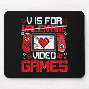 Vintage V Is For Video Games Valentine Gamer Valen Mouse Pad