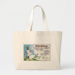 Vintage Vacation Humour Rabbit Large Tote Bag