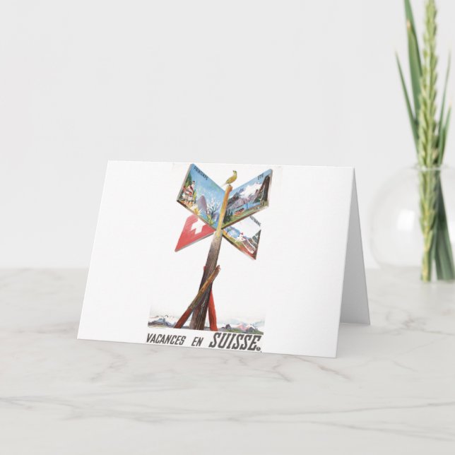 Vintage Vacation in Switzerland Holiday Card (Front)