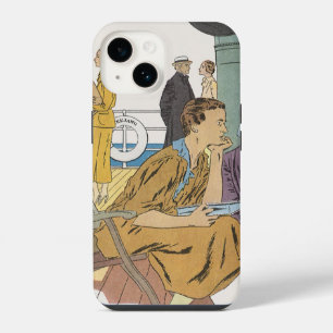Vintage Vacation, Passengers Cruise Ship on Deck iPhone Case
