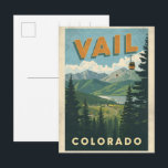 vintage Vail colorado outdoor cable car souvenirs  Postcard<br><div class="desc">Celebrate your love for the snowy peaks of Vail, Colorado — a place where adventure meets beauty. This design captures the spirit of mountain life, perfect for anyone who loves skiing, snowboarding, or exploring alpine trails. It’s a great choice for winter trips, mountain vacations, or cozy après-ski moments with friends....</div>