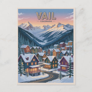 vintage Vail colorado outdoor winter snow ski  Postcard
