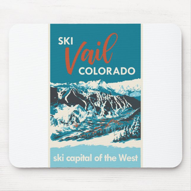 Vintage Vail Ski Poster Mouse Pad (Front)