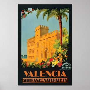 Vintage Valencia Spain Travel Poster Retro Wall