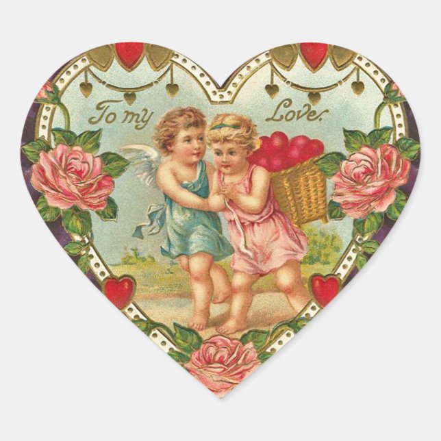 Vintage Valentine Angel Stickers (Front)