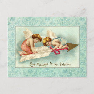 Vintage Valentine Angels Holiday Postcard