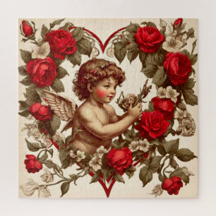 Vintage Valentine art love cupid Jigsaw Puzzle
