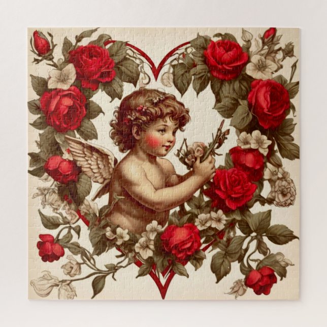 Vintage Valentine art love cupid Jigsaw Puzzle (Vertical)