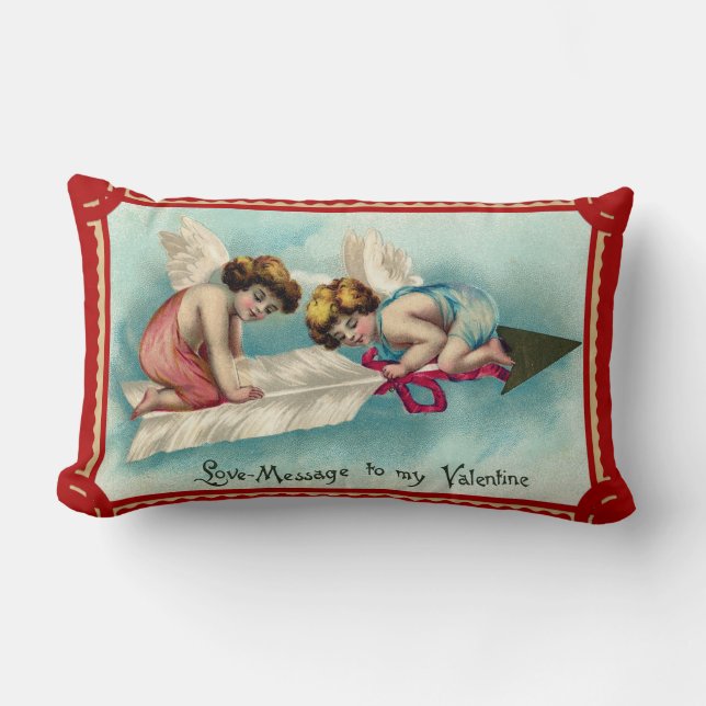 Vintage Valentine art Lumbar Cushion (Front)