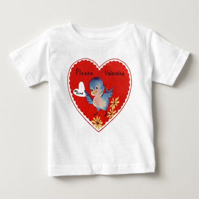 Vintage Valentine Bird Baby T-Shirt (Front)