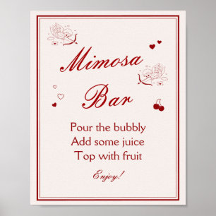 Vintage Valentine Bridal Shower Mimosa Bar Poster