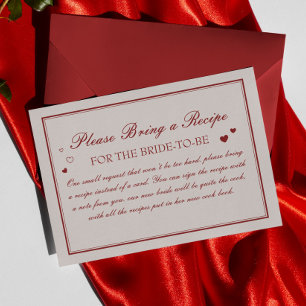 Vintage Valentine Bridal Shower Recipe Request Enclosure Card