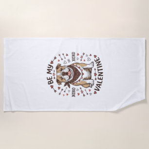 Vintage Valentine Bulldog XOXO Shirt Design_1 Beach Towel