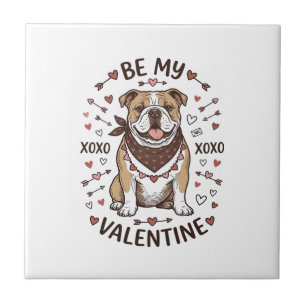 Vintage Valentine Bulldog XOXO Shirt Design_1 Ceramic Tile