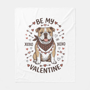Vintage Valentine Bulldog XOXO Shirt Design_1 Fleece Blanket