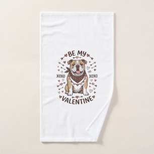 Vintage Valentine Bulldog XOXO Shirt Design_1 Hand Towel