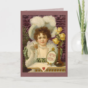 Vintage Valentine Café Girl CC0355  Greeting Card
