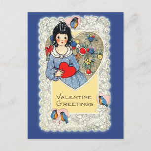Vintage Valentine Card with Bluebirds